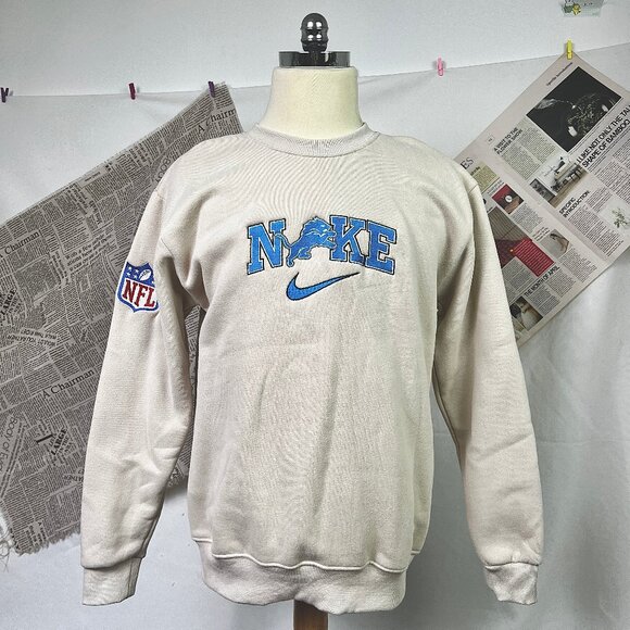 Embroidered crewneck Detroit football sweatshirt — Beige cotton-lined sweatshirt - Picture 1 of 5